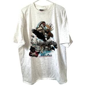 Vintage Single Stitch Oneita Alaska Graphic Short Sleeve T Shirt Men Sz X Large